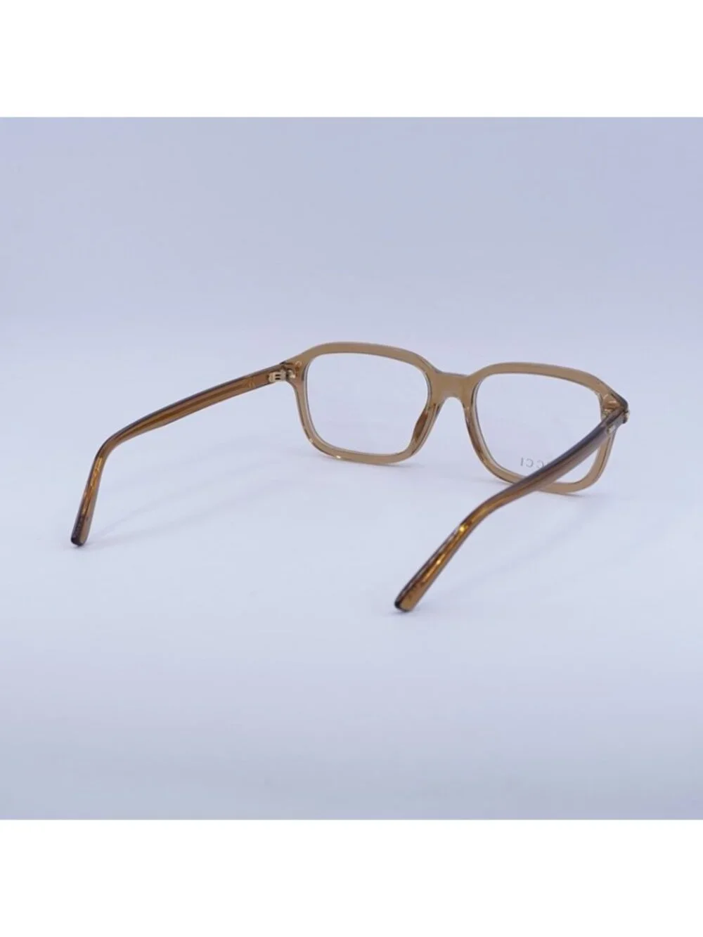 Gucci GG1446O 004 Eyeglasses Transparent Brown 56mm Rectangle Frame